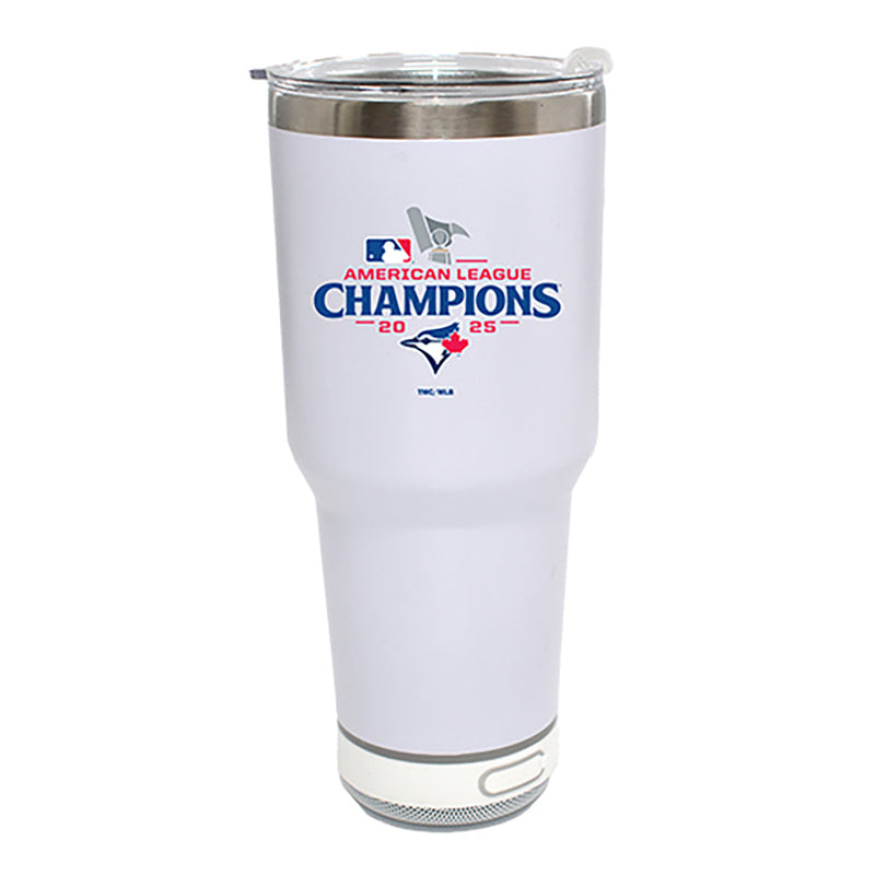 30oz White Bluetooth Tumbler, MLB American League Champs 2025, Direct Print, Toronto Blue Jays