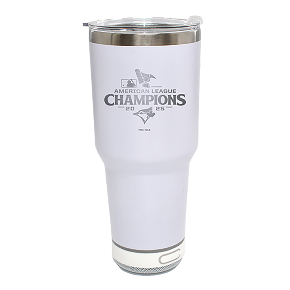 30oz White Bluetooth Tumbler, MLB American League Champs 2025, Etched, Toronto Blue Jays