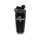 24oz Black Stainless Steel Beverage Shaker Bottle, MLB American League Champs 2025, Direct Print, Toronto Blue Jays