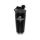 24oz Black Stainless Steel Beverage Shaker Bottle, MLB American League Champs 2025, Etched, Toronto Blue Jays