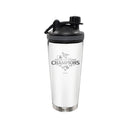 24oz White Stainless Steel Beverage Shaker Bottle, MLB American League Champs 2025, Etched, Toronto Blue Jays