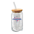 16oz Glass Tumbler with Bamboo Lid, MLB American League Champs 2025, Direct Print, Toronto Blue Jays