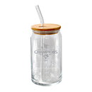 16oz Glass Tumbler with Bamboo Lid, MLB American League Champs 2025, Etched, Toronto Blue Jays