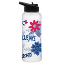 34oz White Quencher Water Bottle, Direct Print, Flowers Design | Toronto Blue Jays