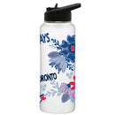 34oz White Quencher Water Bottle, Direct Print, Flowers Design | Toronto Blue Jays
