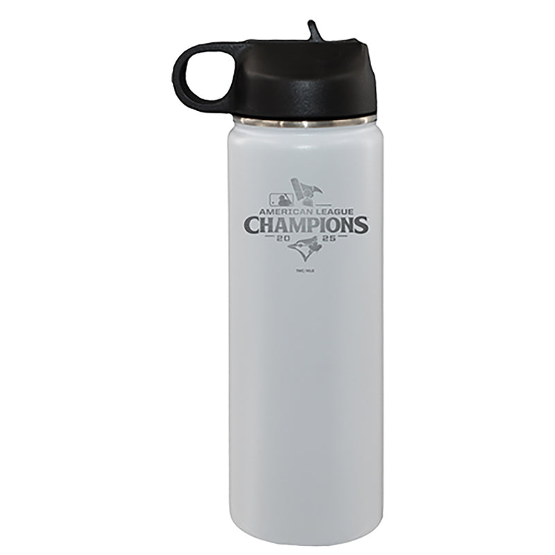 22oz White Stainless Steel Water Bottle, MLB American League Champs 2025, Etched, Toronto Blue Jays
