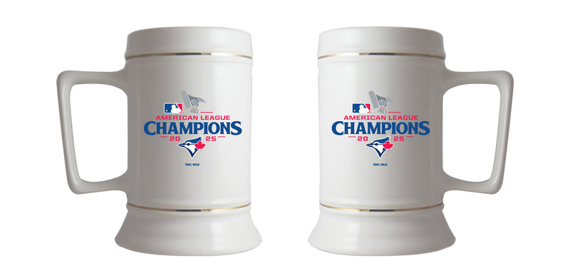 28oz White Ceramic Stein, MLB American League Champs 2025, Sublimation, Toronto Blue Jays