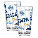 2pk 16oz Pint Glass, Direct Print, Loco Design | Tampa Bay Rays