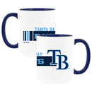 2pk 15oz White Mug w/Navy I/C, Dash Design, Tampa Bay Rays