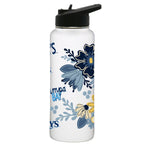 34oz White Quencher Water Bottle, Direct Print, Flowers Design | Tampa Bay Rays