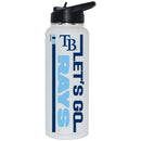 34oz White Quencher Bottle, DP, Let's Go Team Dash, Tampa Bay Rays