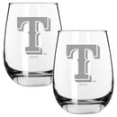 2pk 15oz Stemless Wine Glass, ETC, Texas Rangers