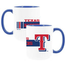 2pk 15oz White Mug w/Blue I/C, Dash Design, Texas Rangers