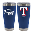 20oz Royal Blue Stainless Steel Tumbler, Direct Print, Best Dad Ever Design, Texas Rangers