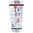 30oz White Stainless Steel Tumbler, Direct Print, Sketchpad Design | Texas Rangers