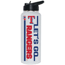 34oz White Quencher Bottle, DP, Let's Go Team Dash, Texas Rangers