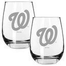 2pk 15oz Stemless Wine Glass, ETC, Washington Nationals