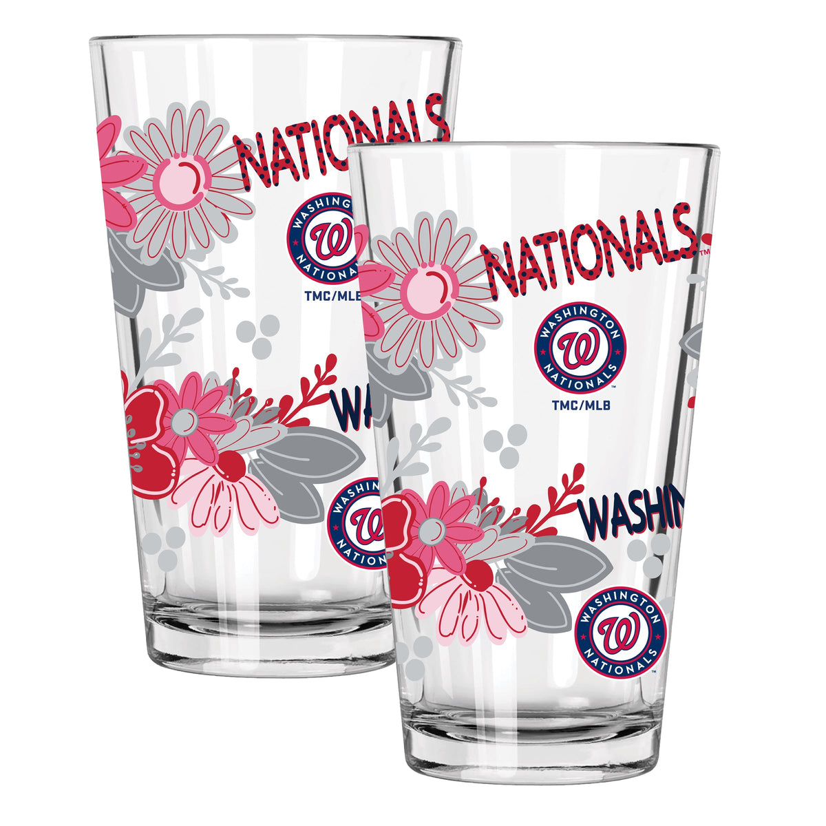 2pk 16oz Pint Glass, Direct Print, Flowers Design | Washington Nationals