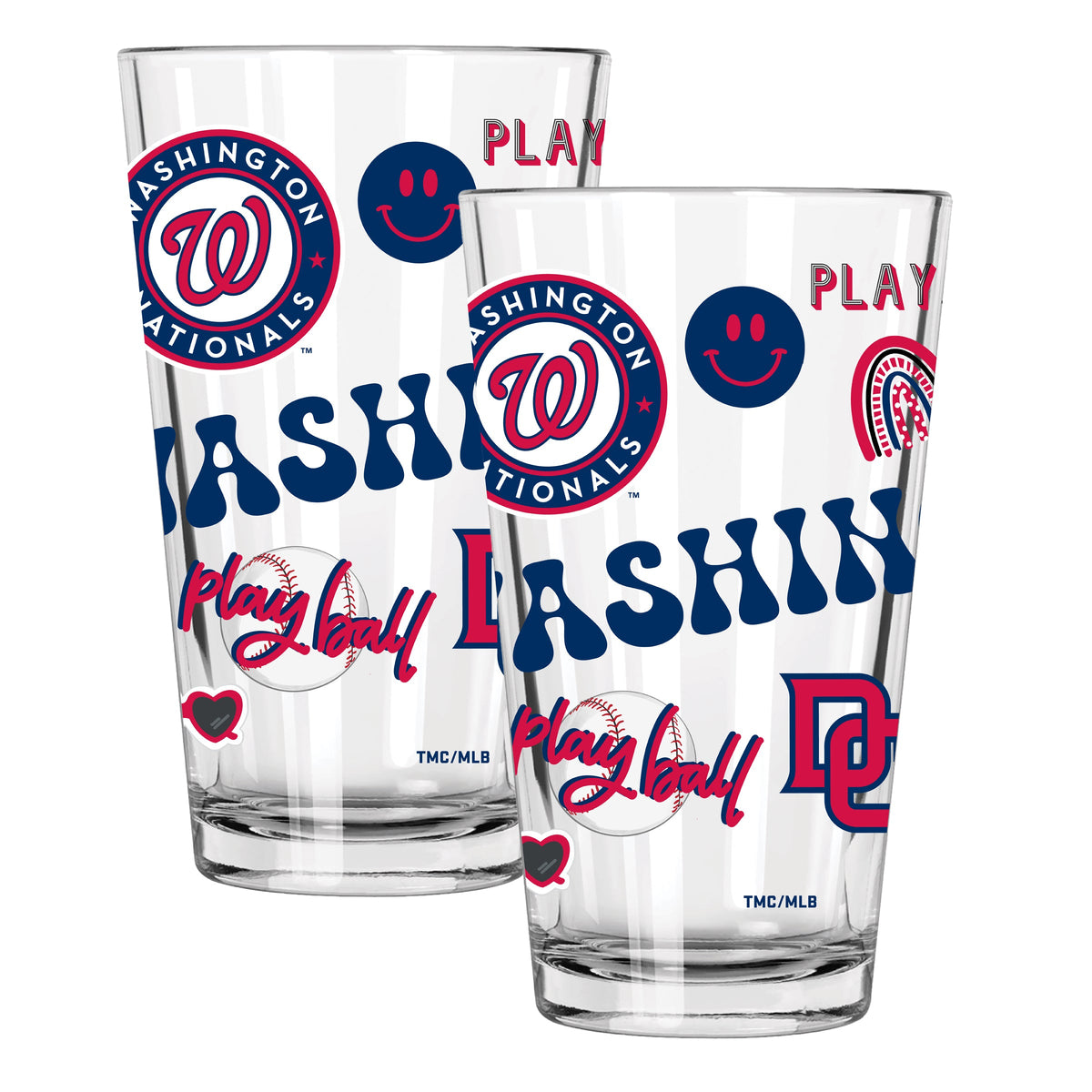 2pk 16oz Pint Glass, Direct Print, Loco Design | Washington Nationals