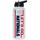 34oz White Quencher Bottle, DP, Let's Go Team Dash, Washington Nationals