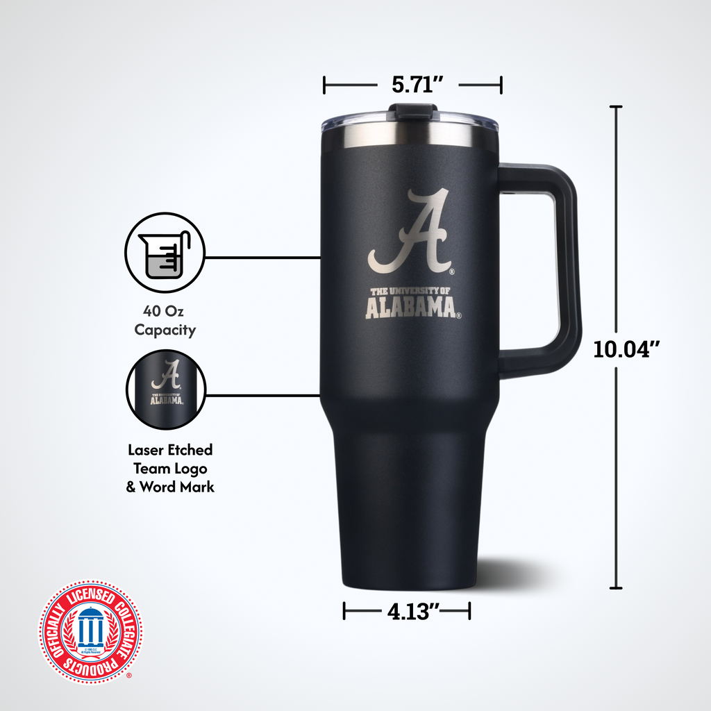 40oz Black Tumbler Lazer Engraved I |  University Of Alabama