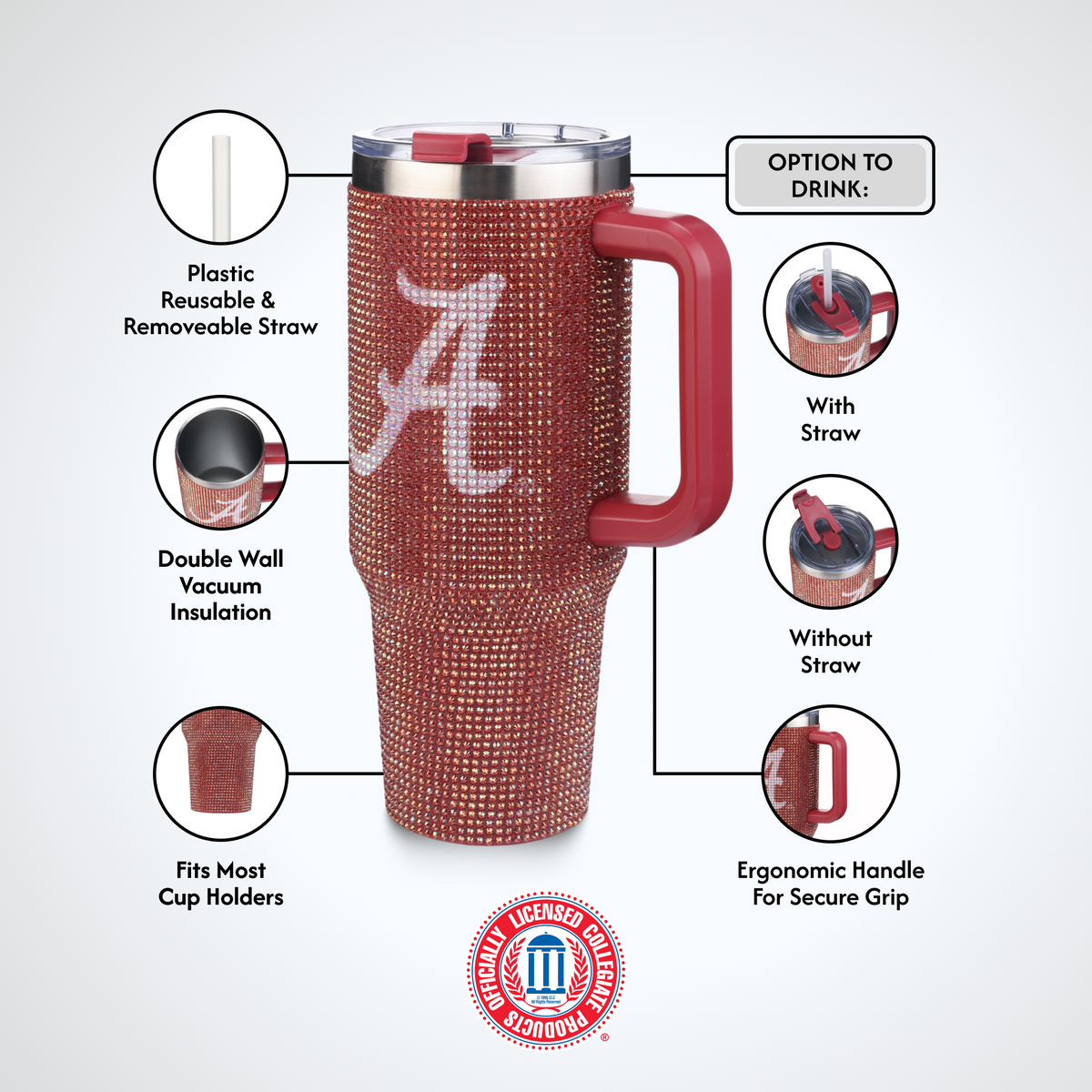 40oz TC Bling Game Tumbler w/ Vintage logo I |  University Of Alabama