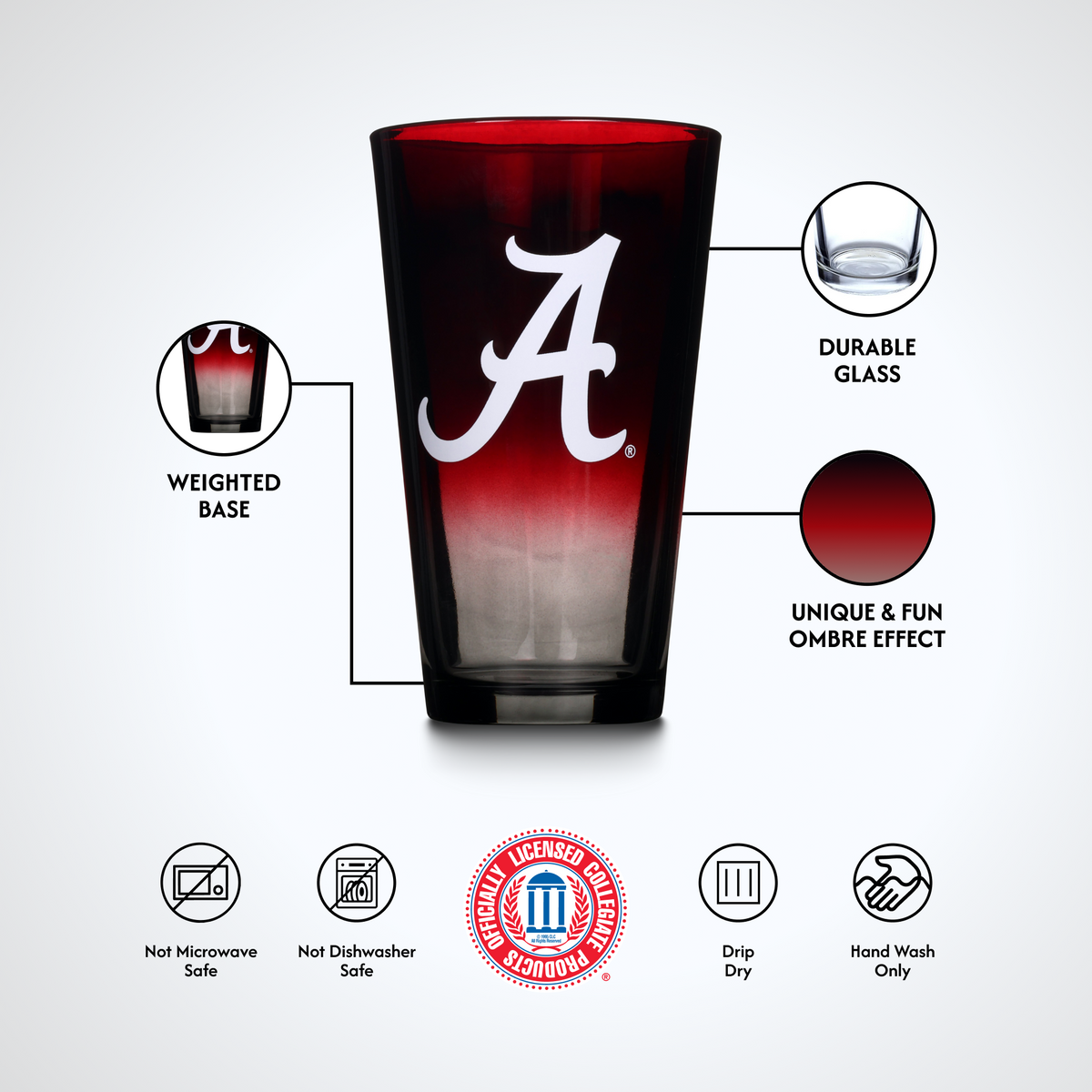 2-Pack Ombre Pint Glasses I |  University Of Alabama
