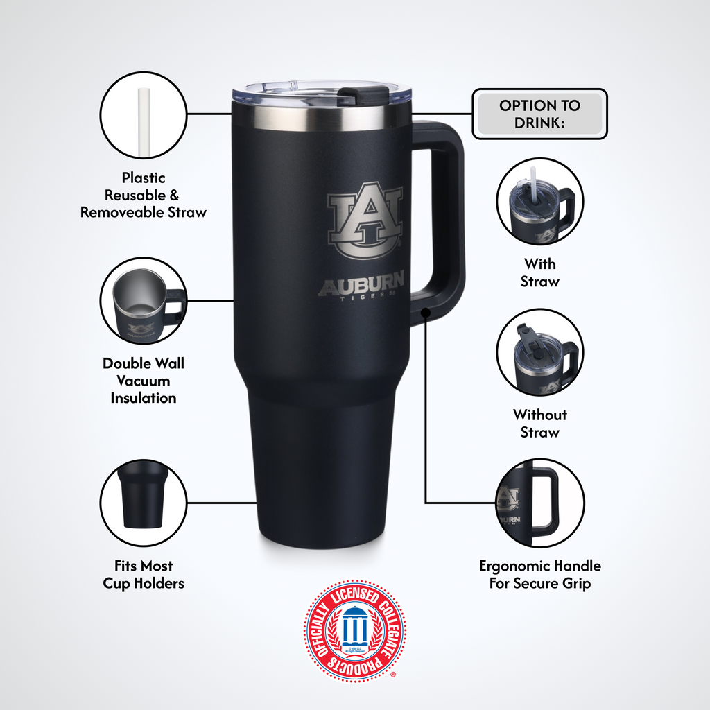 40oz Black Tumbler Lazer Engraved I |  Auburn University
