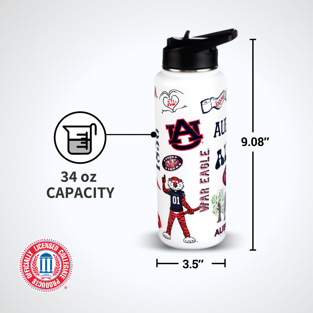 34oz Team Spirit Water Bottle I |  Auburn University