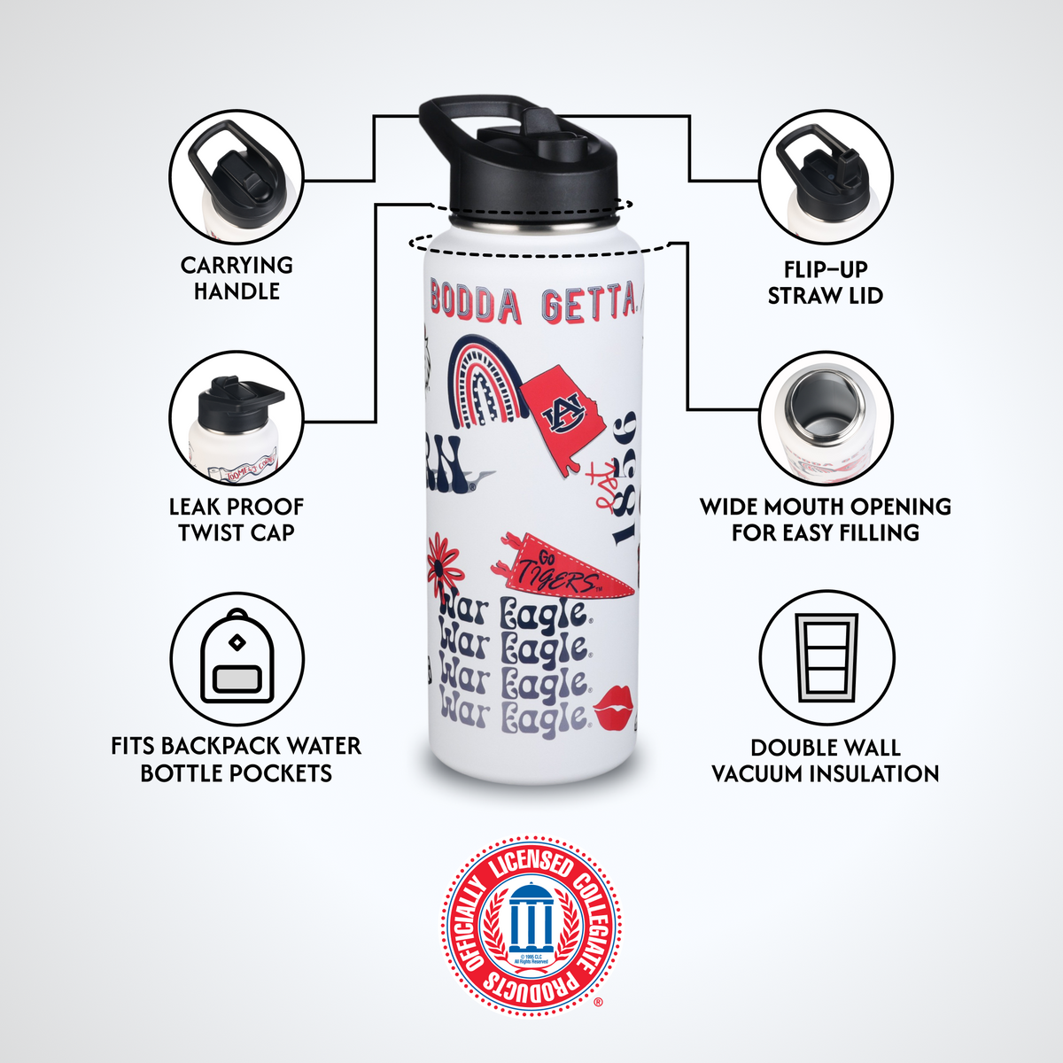 34oz Team Spirit Water Bottle I |  Auburn University