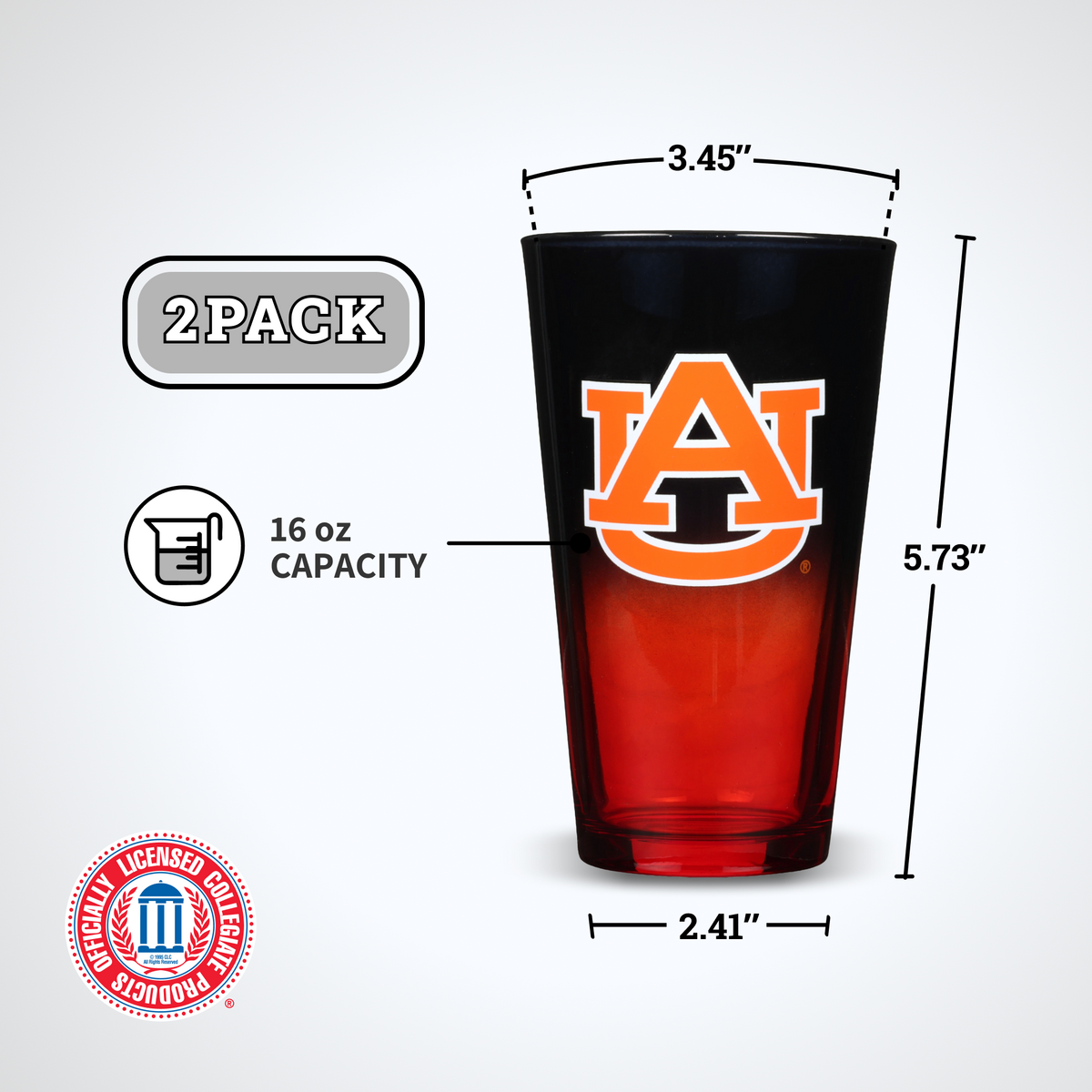 2-Pack Ombre Pint Glasses I |  Auburn University