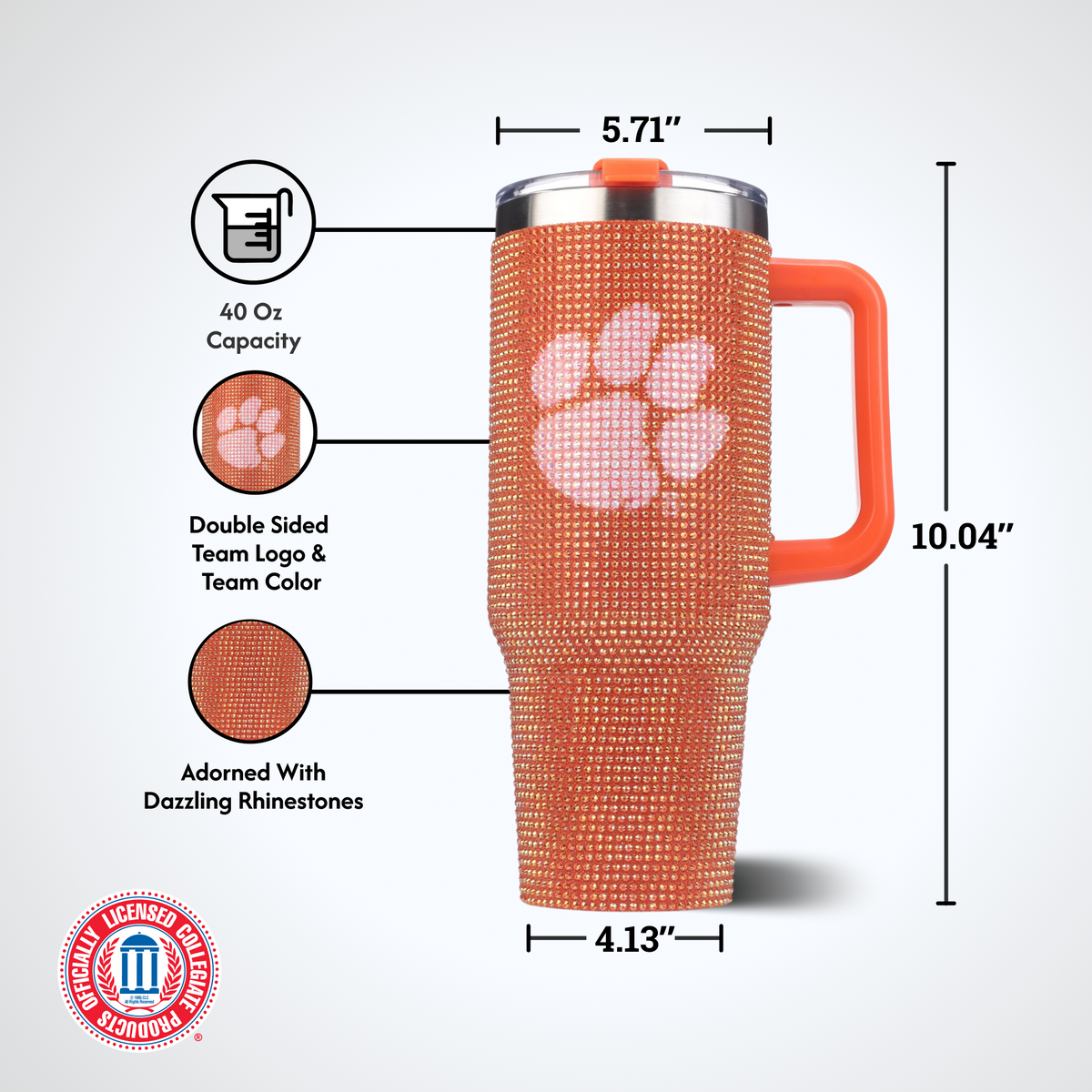 40oz TC Bling Game Tumbler w/ Vintage logo I |  Clemson University
