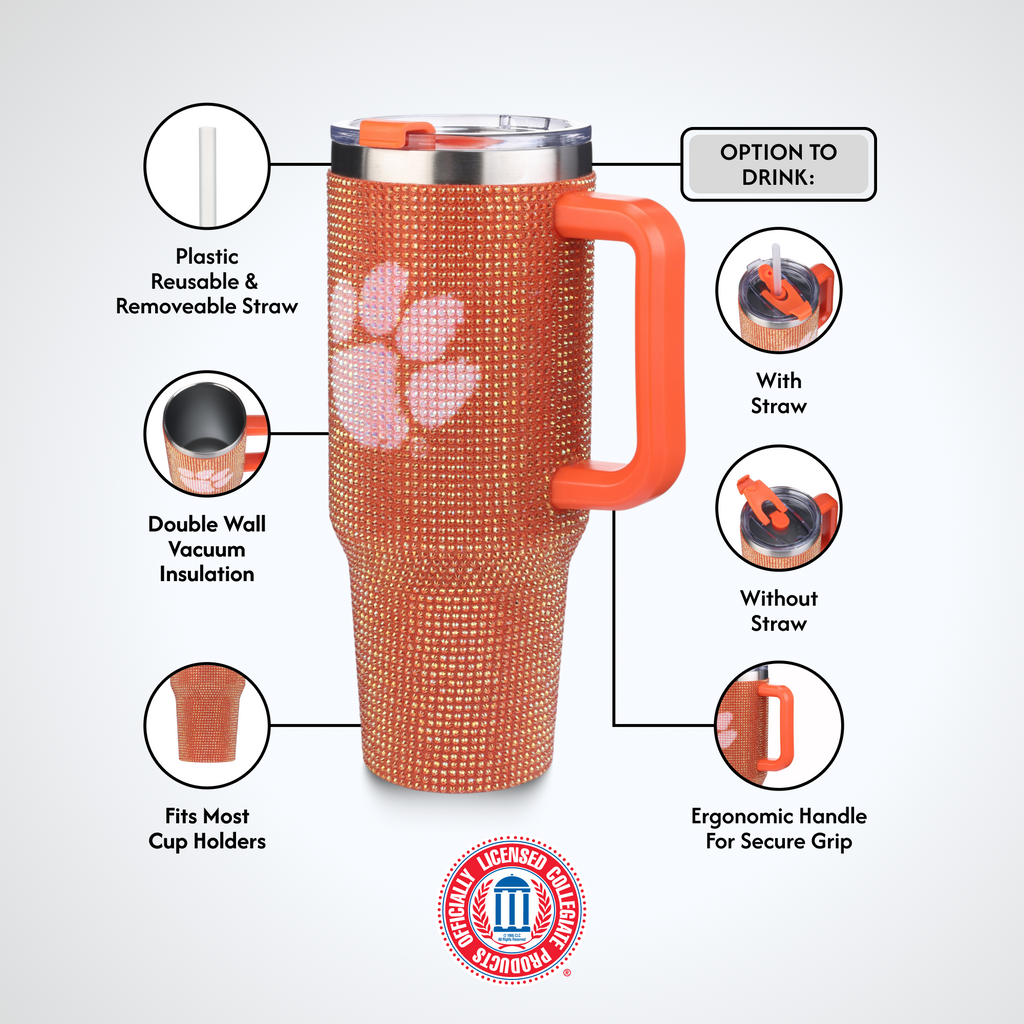 40oz TC Bling Game Tumbler w/ Vintage logo I |  Clemson University