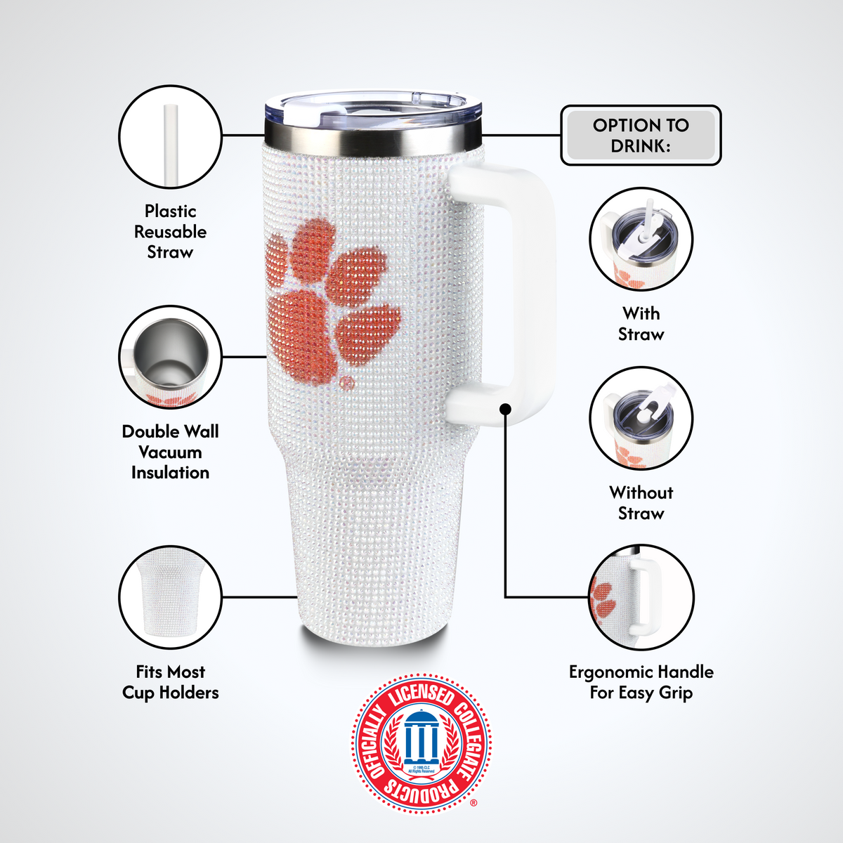 40oz Bling Colossal Tumbler | Clemson University