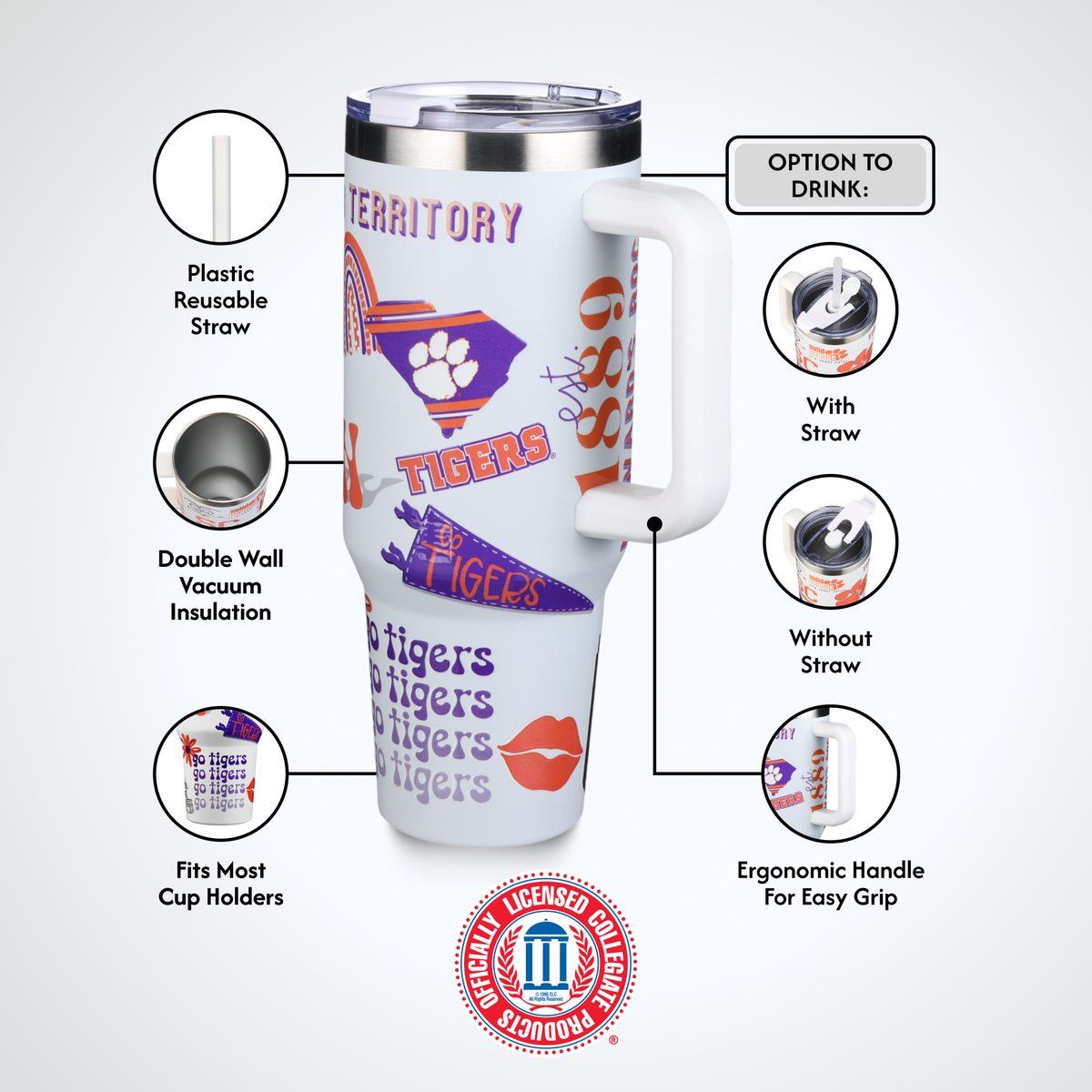 40oz Team Spirit Tumblers I |  Clemson University