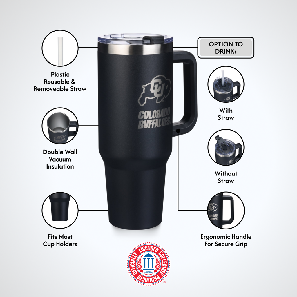 40oz Black Tumbler Lazer Engraved I |  University Of Colorado, Boulder