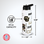34oz Team Spirit Water Bottle I |  University Of Colorado, Boulder