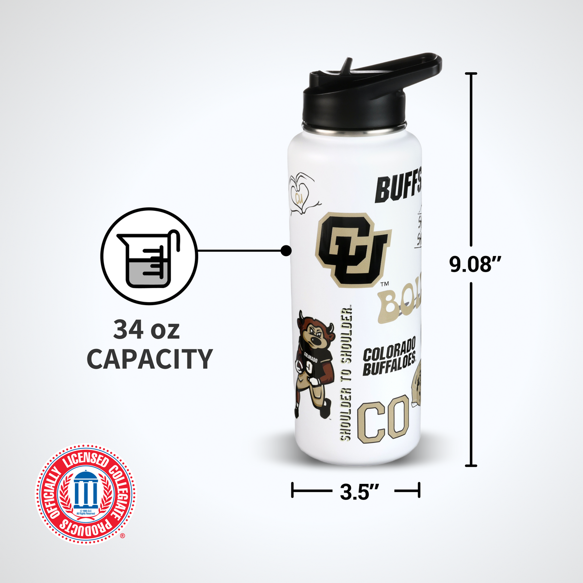 34oz Team Spirit Water Bottle I |  University Of Colorado, Boulder