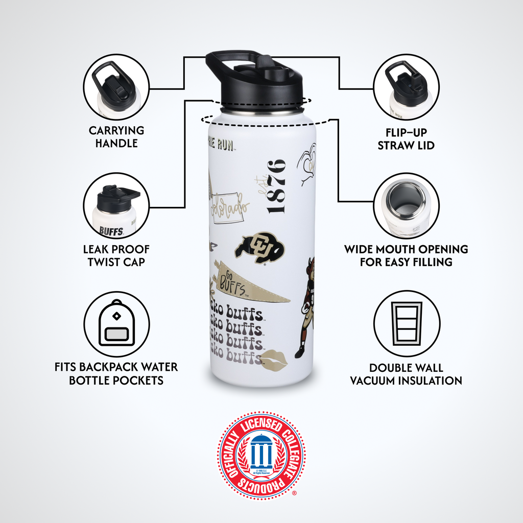 34oz Team Spirit Water Bottle I |  University Of Colorado, Boulder