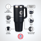 40oz Black Tumbler Lazer Engraved I |  University Of Georgia