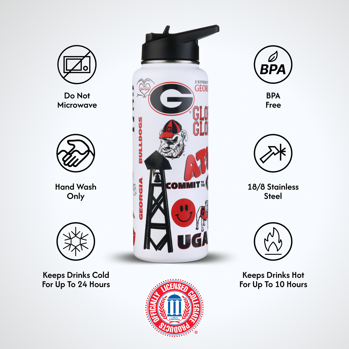 34oz Team Spirit Water Bottle I |  University Of Georgia
