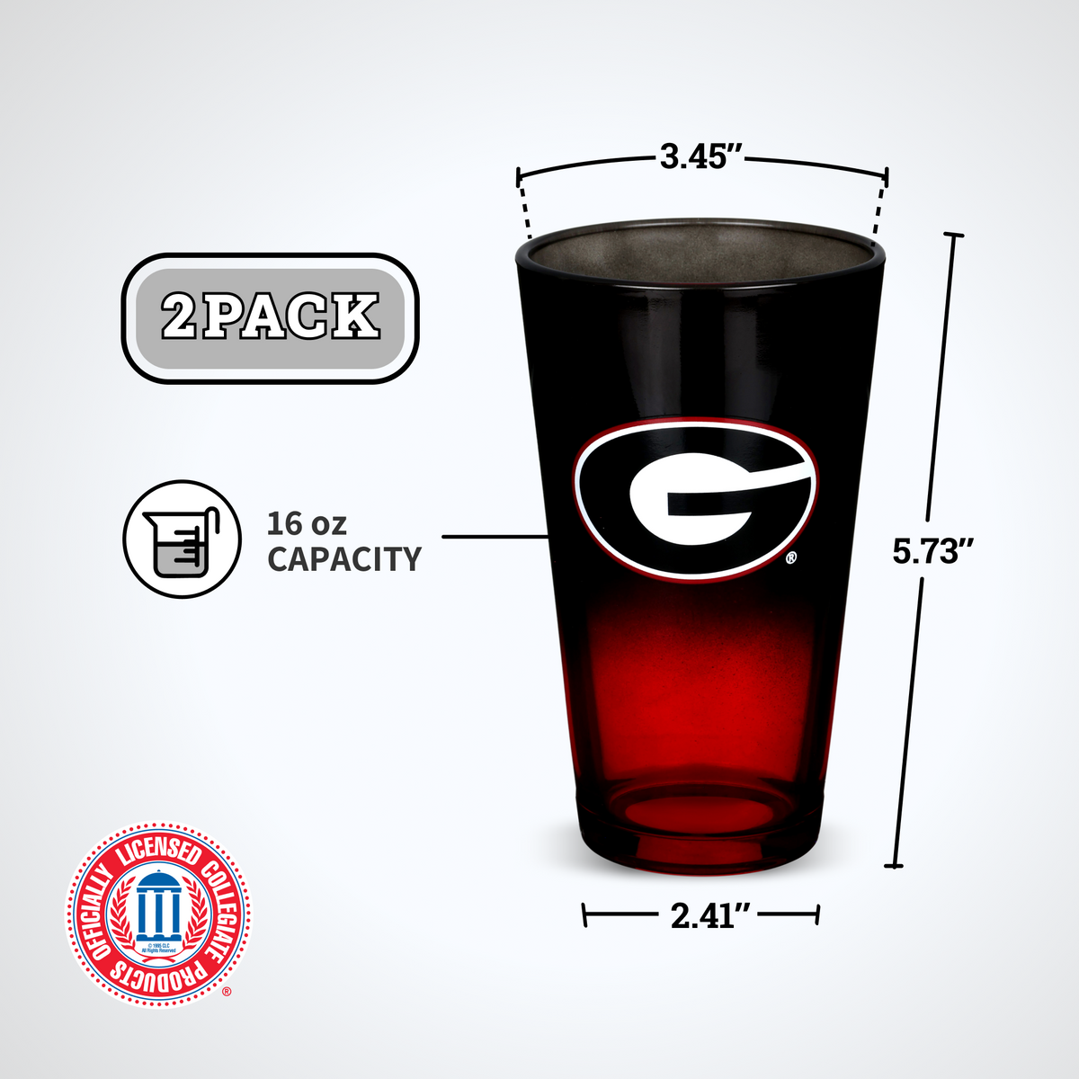 2-Pack Ombre Pint Glasses I |  University Of Georgia