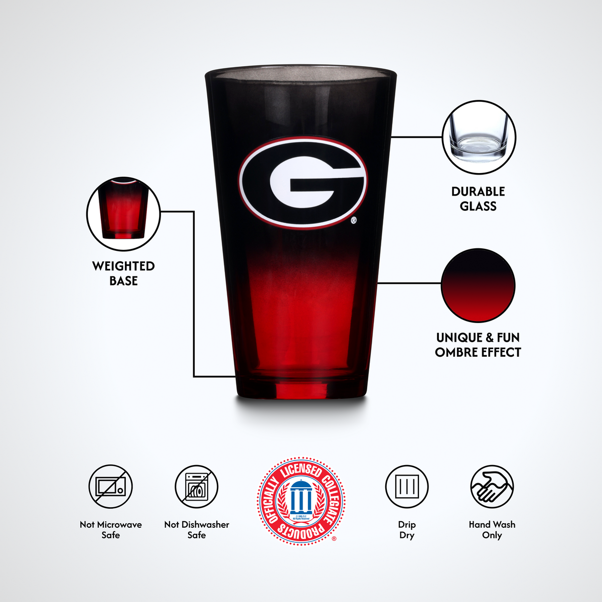 2-Pack Ombre Pint Glasses I |  University Of Georgia
