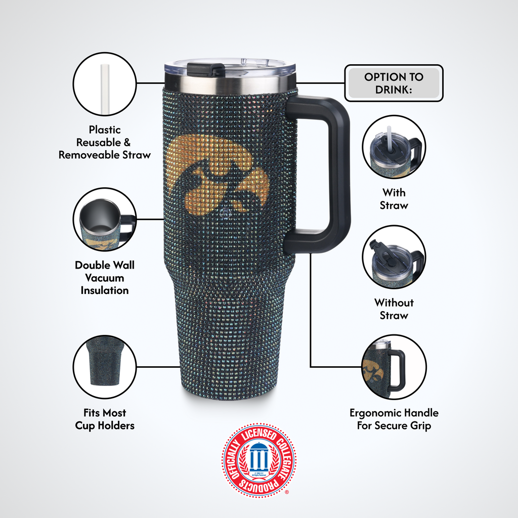 40oz TC Bling Game Tumbler w/ Vintage logo I |  University Of Iowa