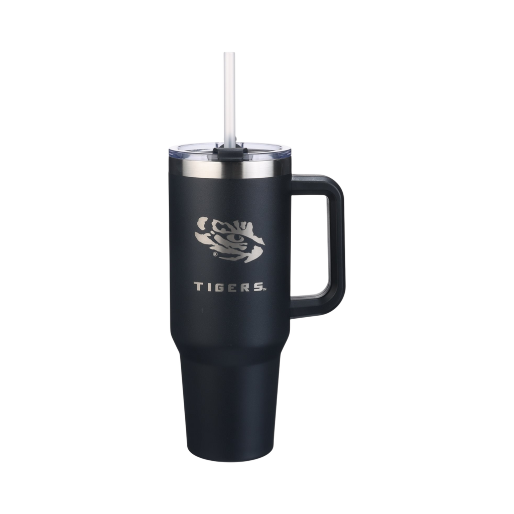 40oz Black Tumbler Lazer Engraved I |  Louisiana State University