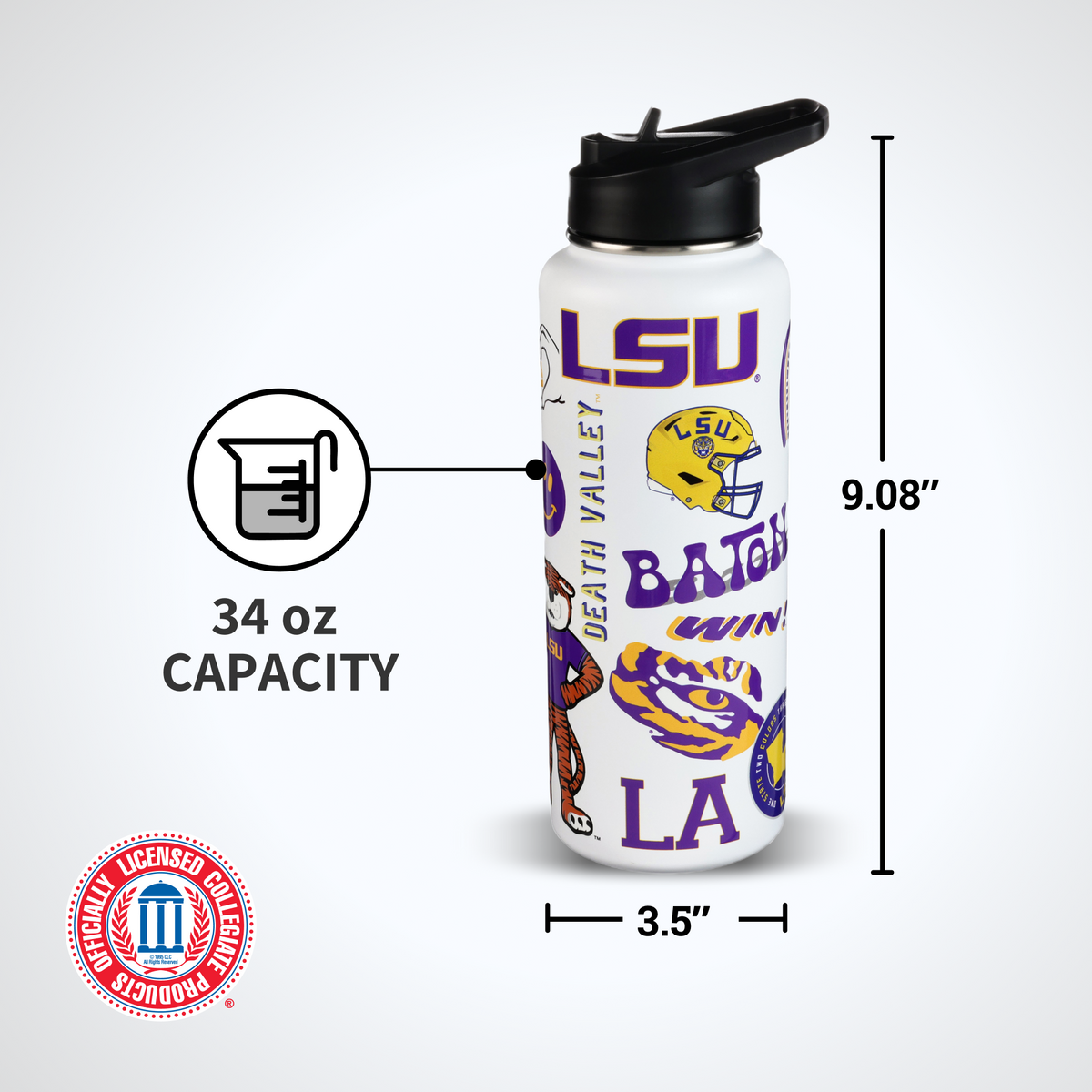 34oz Team Spirit Water Bottle I |  Louisiana State University