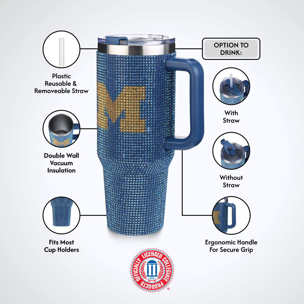 40oz TC Bling Game Tumbler w/ Vintage logo I |  University Of Michigan