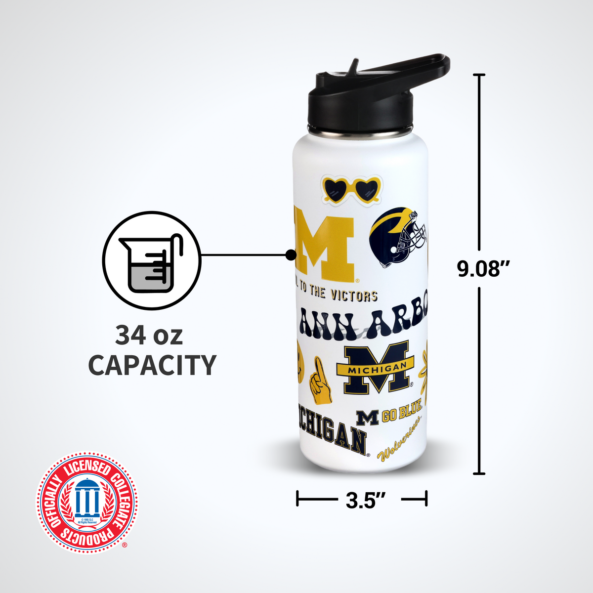 34oz Team Spirit Water Bottle I |  University Of Michigan