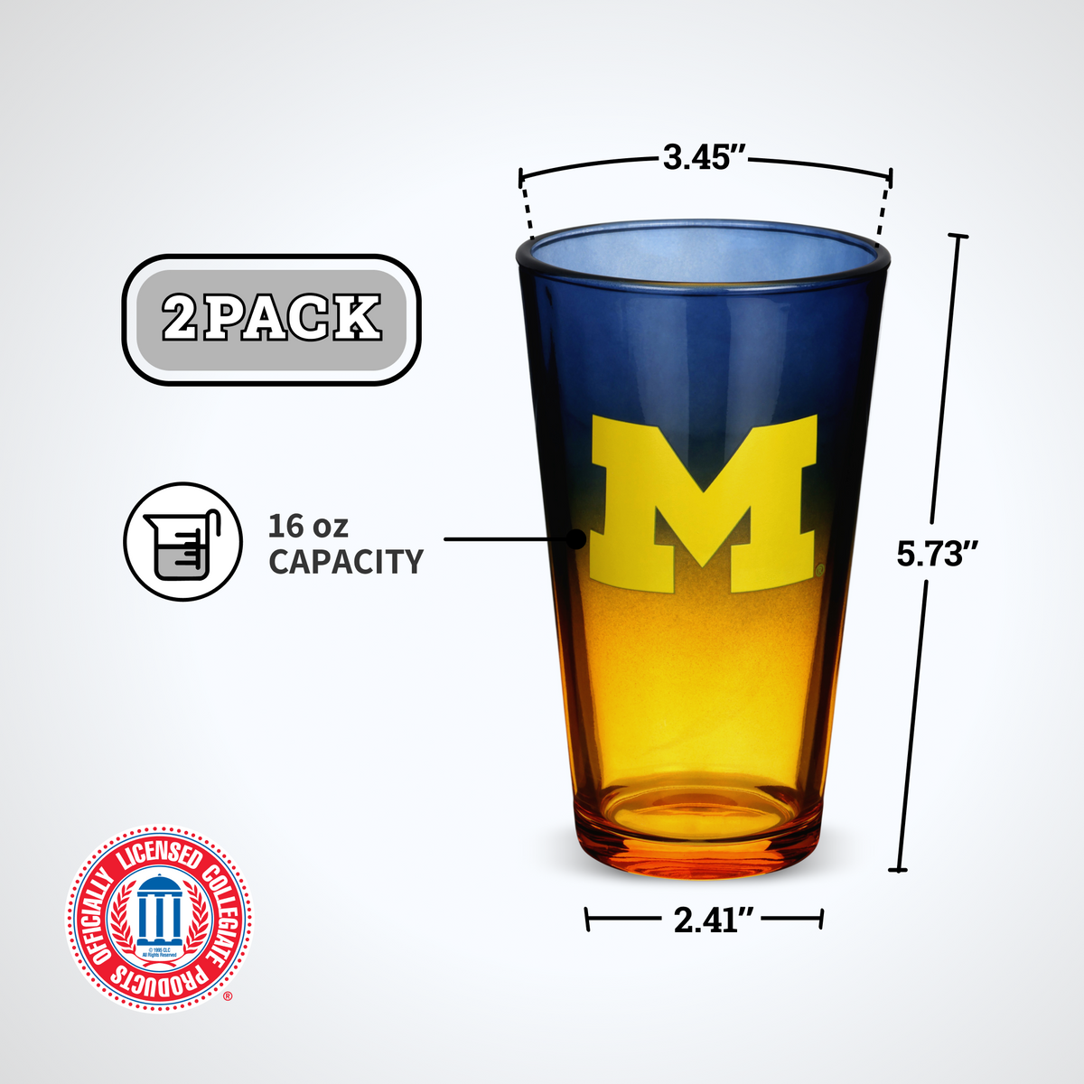 2-Pack Ombre Pint Glasses I |  University Of Michigan