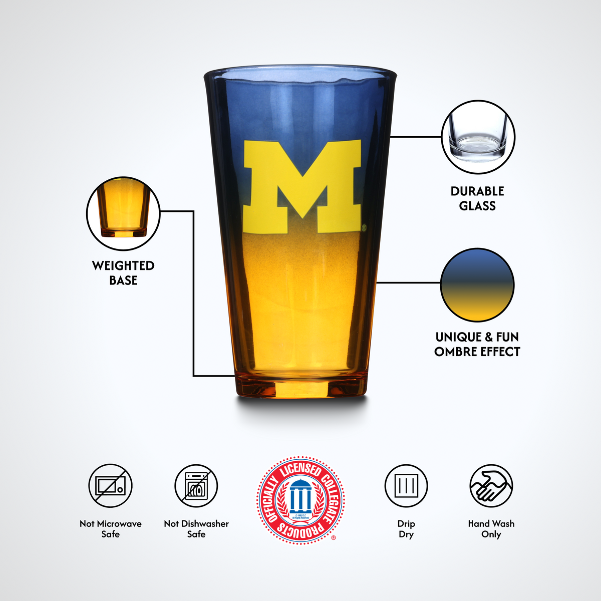 2-Pack Ombre Pint Glasses I |  University Of Michigan